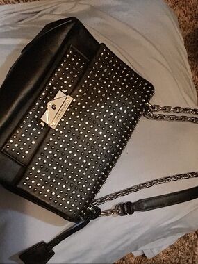 Michael Kors Black Studded Crossbody with Chain Strap